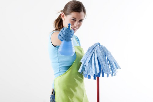 Professional oven cleaner in W8 removing grease from a kitchen oven