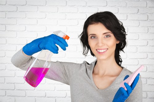 Commercial cleaning team working in an office in W8